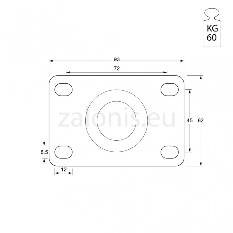 ΡΟΔΑ ΒΙΟΜΗΧΑΝΙΚΗ 405 Φ.63 / Υ.90 / 60KG / ΜΕ ΦΡΕΝΟ